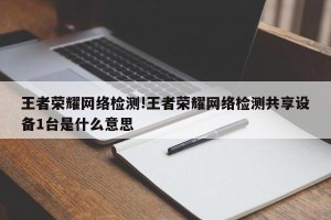 王者荣耀网络检测!王者荣耀网络检测共享设备1台是什么意思
